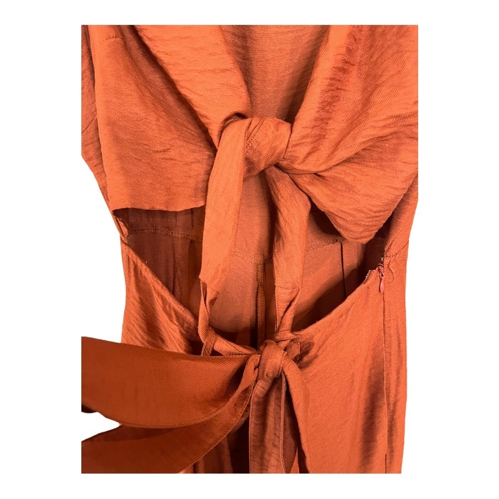 Le Lis Boutique Burnt Orange Cutout Tie Knot Wide Leg Jumpsuit Size Large - Picture 2 of 14